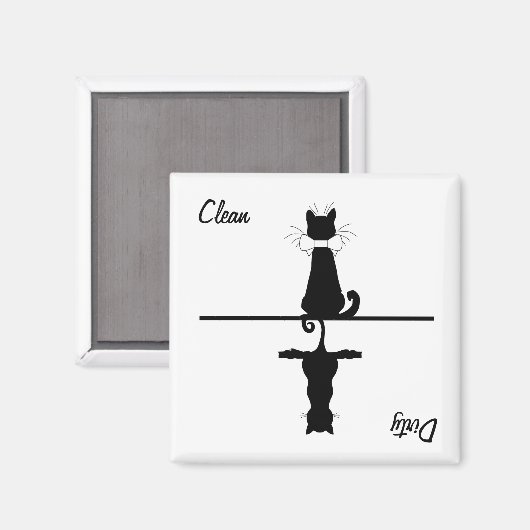 Schoon/vuile kat magneet (Voorkant / Achterkant)