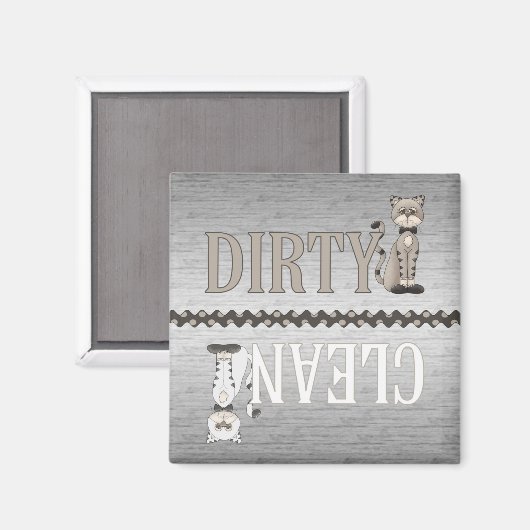 Schoon-vuile kat vaatwasser magneet (Voorkant / Achterkant)