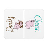 Schoon/Vuile Kleine Varken Vaatwasser Magneet (Horizontaal)