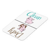 Schoon/Vuile Kleine Varken Vaatwasser Magneet (Linkerzijde)