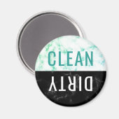 Schoon Vuile Vaatwasser Aqua Zwart Marmer Rond Magneet (Voorkant / Achterkant)