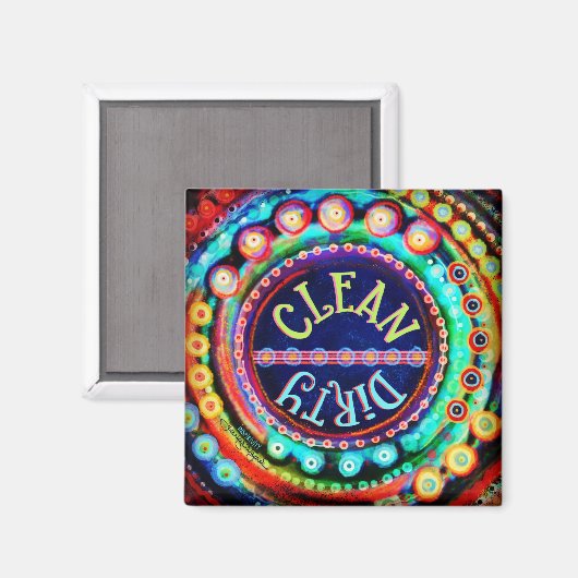Schoon Vuile Vaatwasser Leuk Kleurrijk Leuk Magneet (Voorkant / Achterkant)