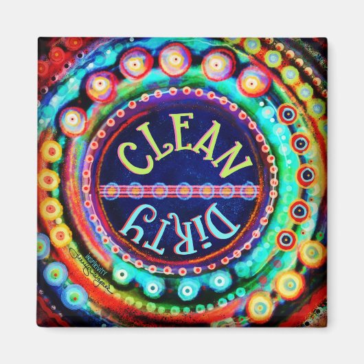 Schoon Vuile Vaatwasser Leuk Kleurrijk Leuk Magneet (Voorkant)