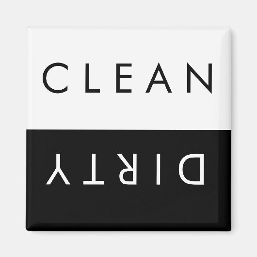 Schoon/Vuile Vaatwasser Magneet in Zwart/Wit (Voorkant)