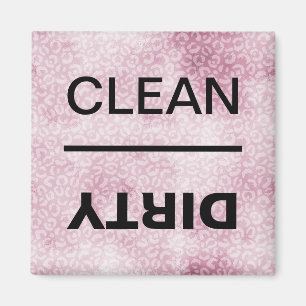 Schoon/Vuile Vaatwasser Roze Luipaard Print Magneet