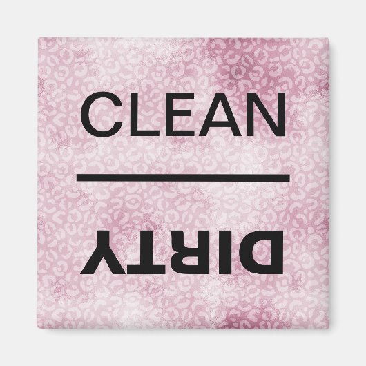 Schoon/Vuile Vaatwasser Roze Luipaard Print Magneet (Voorkant)