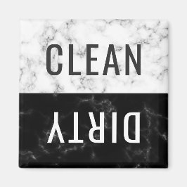 Schoon Vuile Vaatwasser Wit Zwart Marmer Magneet