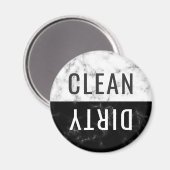 Schoon Vuile Vaatwasser Wit Zwart Marmer Rond Magneet (Voorkant / Achterkant)