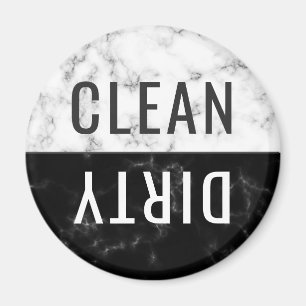 Schoon Vuile Vaatwasser Wit Zwart Marmer Rond Magneet