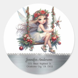 Schoon Watercolor Kerst Elfje Ronde Sticker