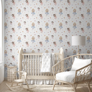 Schoon Waterverf Feeën Bloemen Sprookjes Nursery Behang