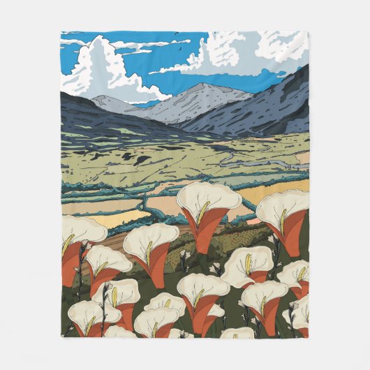 Schoon wilde bloemenweide landschap fleece deken (Voorkant)