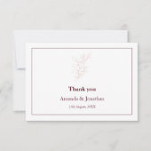 Schoon Wit en Roze Eenvoudig blad | Moderne bruilo Bedankkaart (Voorkant)