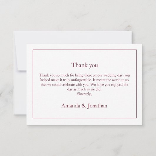 Schoon Wit en Roze Eenvoudig blad | Moderne bruilo Bedankkaart (Achterkant)