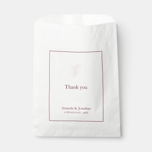 Schoon Wit en Roze Eenvoudig blad | Moderne bruilo Bedankzakje (Voorkant)