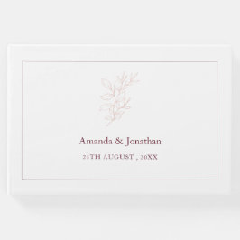 Schoon Wit en Roze Eenvoudig blad | Moderne bruilo Gastenboek