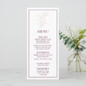 Schoon Wit en Roze Eenvoudig blad | Moderne bruilo Menu (Staand voorkant)