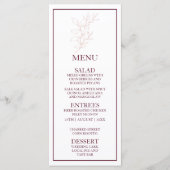 Schoon Wit en Roze Eenvoudig blad | Moderne bruilo Menu (Voorkant)
