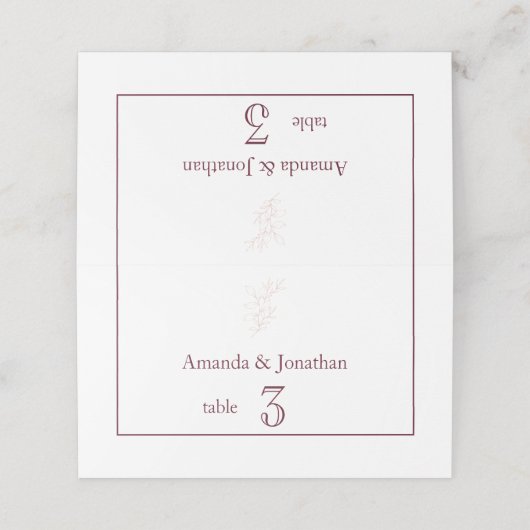 Schoon Wit en Roze Eenvoudig blad | Moderne bruilo Plaatskaartje (Buitenkant ongevouwen)