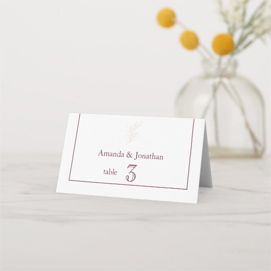 Schoon Wit en Roze Eenvoudig blad | Moderne bruilo Plaatskaartje (Voorkant)