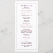 Schoon Wit en Roze Eenvoudig blad | Moderne bruilo Programmakaart (Achterkant)