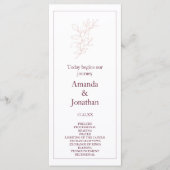 Schoon Wit en Roze Eenvoudig blad | Moderne bruilo Programmakaart (Voorkant)