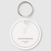 Schoon Wit en Roze Eenvoudig blad | Moderne bruilo Sleutelhanger (Achterkant)