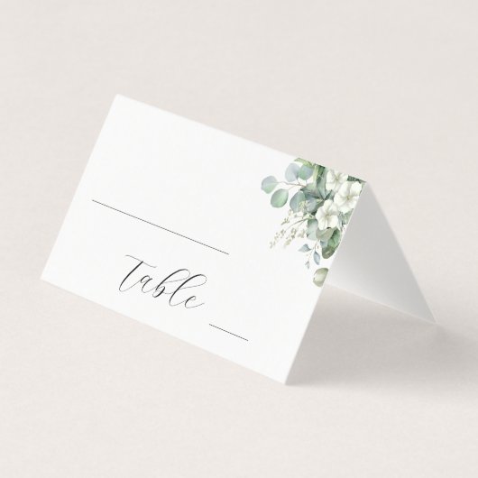 Schoon Wit Eucalyptus Bloemen Tafel Nummer Kaart (Voorkant)