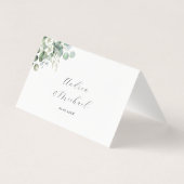 Schoon Wit Eucalyptus Bloemen Tafel Nummer Kaart (Achterkant)