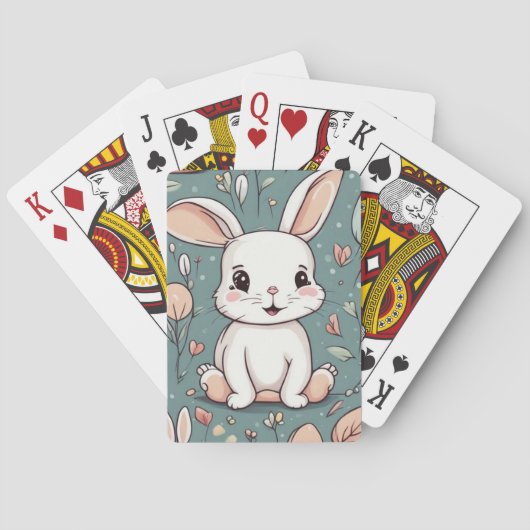 Schoon wit konijn patroon pokerkaarten (Achterkant)