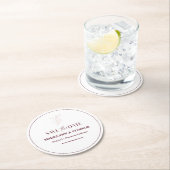 Schoon Wit Roze Eenvoudig Blad Bruiloft Save the D Ronde Kartonnen Onderzetter (Insitu)