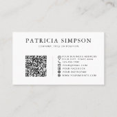 Schoon Wit Zwart Logo QR-code Bedrijfs Minimaal Visitekaartje (Achterkant)
