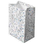 Schoon witte blauwe bloemige bruidsshower medium cadeauzakje (Achterkant Gekanteld)
