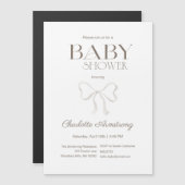 Schoon Witte Chic Boog Baby Shower Magneet (Voorkant / Achterkant)
