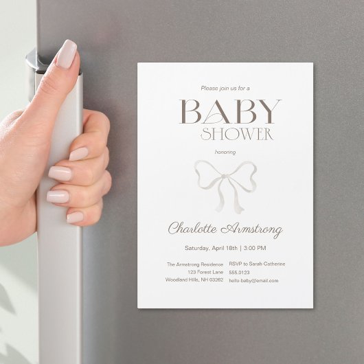 Schoon Witte Chic Boog Baby Shower Magneet
