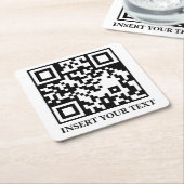 Schoon Witte Minimalistische QR Aangepaste Tekst O Kartonnen Onderzetters (Schuin)