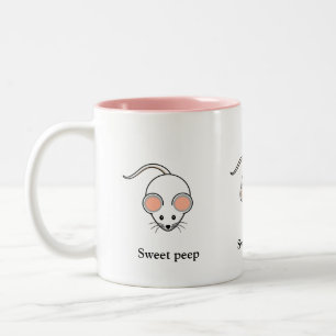Schoon witte muis & kalligrafie tweekleurige koffiemok