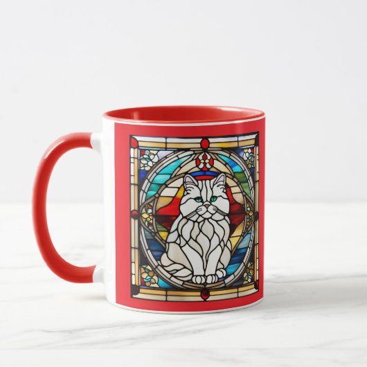 Schoon witte Perzische kat glas in lood Mok (Links)