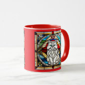 Schoon witte Perzische kat glas in lood Mok (Voorkant rechts)