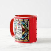 Schoon witte Perzische kat glas in lood Mok (Voorkant links)