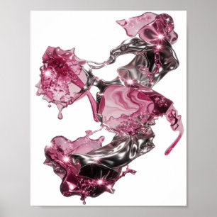 Schoon Zilver ABSTRACTE KUNST Abstract ontwerp v2 Poster