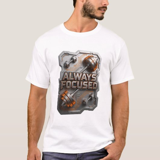 Schoon zilver ALWAYS FOCUSED Tekst Design T-shirt (Voorkant)
