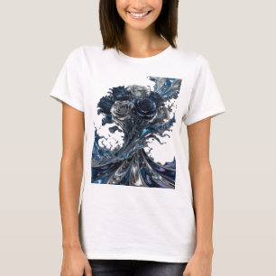 Schoon zilver BLauwe EN WITTE ROZEN Tekst Ontwerp T-shirt