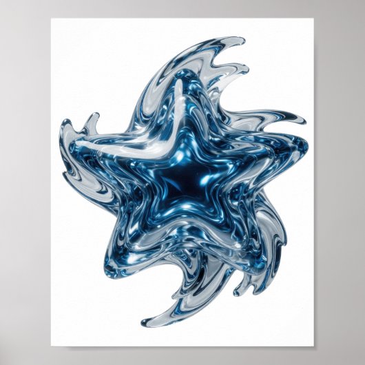 Schoon Zilver BLUE STAR Slogan Ontwerp Poster (Voorkant)