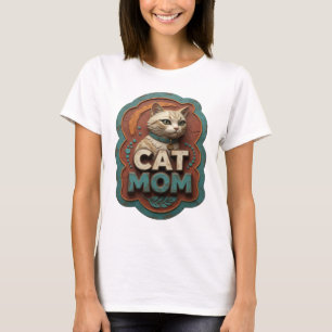 Schoon zilver CAT MOM Draagbare Kunst T-shirt
