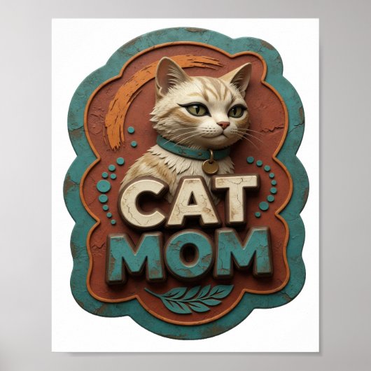Schoon Zilver CAT MOM Poster (Voorkant)