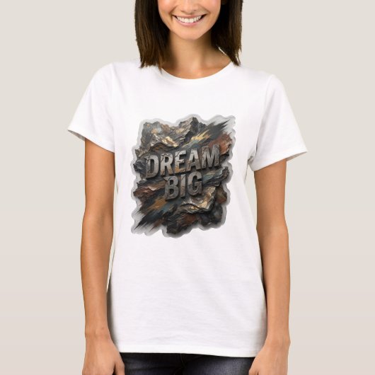 Schoon Zilver DROOM GROOT Citaat T-shirt (Voorkant)