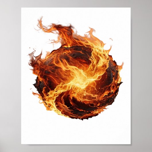 Schoon Zilver FIRE BALL 3D Tekst Kunst Poster (Voorkant)