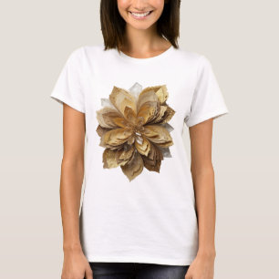 Schoon Zilver GOUDEN BLOEM Artistiek Motief T-shirt