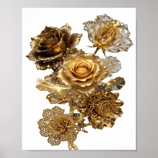 Schoon Zilver GOUDEN ROZEN Poster (Voorkant)